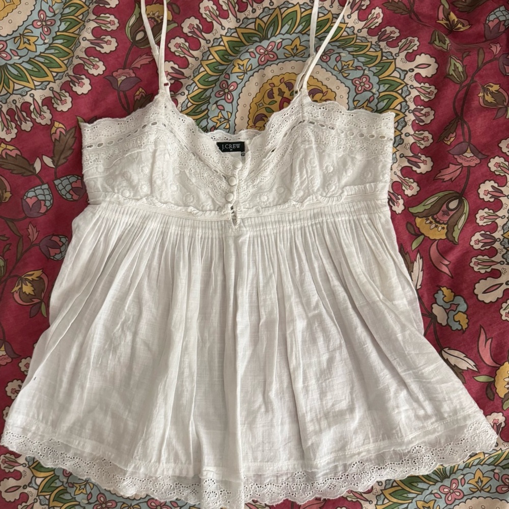 Jcrew White Lace Trimmed Women's Cami